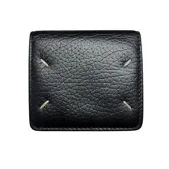 付属品完備❗️新品未使用✨マルジェラコンパクトウォレットミニ財布4ステッチ黒レザー メゾン マルジェラ 4ステッチ レザー コンパクト ウォレット Margiela