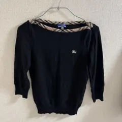 BURBERRY BLUE LABEL 五分袖ニット ブラック