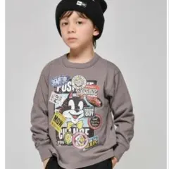 オフィシャルチーム　スラブ天竺 ステッカー柄Tシャツ グレー 130