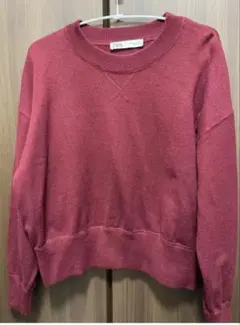 ZARAニットトレーナー赤ボルドー