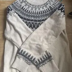 ノルディック柄セーター Lサイズ アイボリー/ネイビー