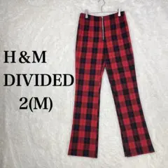 H&M DIVIDED エイチアンドエム チェック柄パンツ レッド 2(M)
