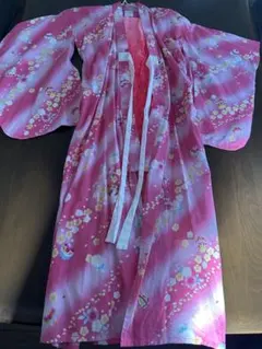 ピンク花柄浴衣　帯付き　110cm