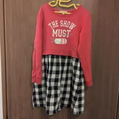 SHOOLARUE チェック切替ワンピース　130 ピンク　ブラック