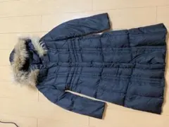 GITANA ダークブルー ファー付きロングコート