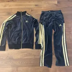 adidas ベロア セットアップ 黒×金
