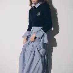 【美品】SNIDEL スナイデル ニットセットブローチ ロングシャツ ワンピース