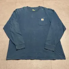 Carhartt カーハート　ロンt 長袖tシャツ　ポケット　青　ブルー　L
