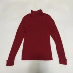 ❋２３区❋ 赤 伸縮 リブタートルネック ニット サイズ44