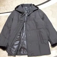 【美品】SANYO COAT ダークブラウンダウンジャケット ラビットファー付き