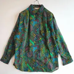 FORMAT 総柄シャツ コットン100% グリーン系 オーバーサイズのサムネイル