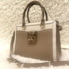 極美品 coach コーチ レザー 2way ショルダバッグ パイソン ベージュ