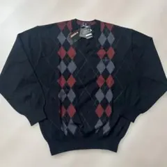 LL【タグ付き新品】ウール100% DUNLOP アーガイル柄セーター ゴルフ