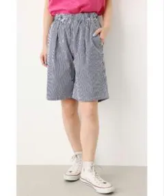 ロデオクラウンズワイドボウル ボーダー ドロストショートパンツ ゆったり M