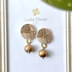 【Dress Line】レトロボタン❤︎さくら色リボン❤︎イヤリングorピアス