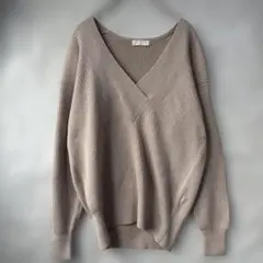 コルディア リブニット 深Vネック 長袖セーター 毛100％ ワールド