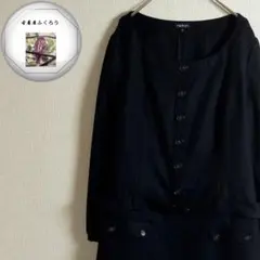 レディース　INDIVI　ブラック　ひざ丈　ワンピース　長袖　古着