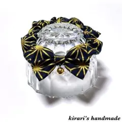 No.230 猫の首輪(新年用・麻の葉・濃紺)サイズ調整可能