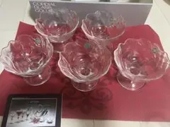 ★新品未使用　デザートグラス 昭和レトロ　HOYA 5客セット
