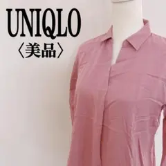 美品 UNIQLO ユニクロ シャツ 七分袖 薄手 シンプル カジュアル 鮮やか