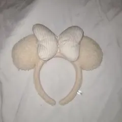 クリーム色 耳付きカチューシャ ミニーマウス