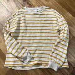 ZARA 長袖カットソー 白/黄色ストライプ 140cm
