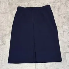 日本製 毛100% タイトスカート タックデザイン ネイビー 15 フォーマルのサムネイル