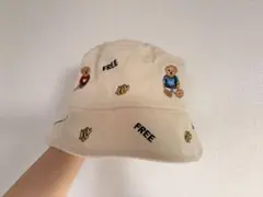 クマ刺繍 バケットハット FREE