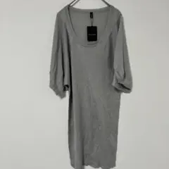 a358 b moderate チュニック　半袖ニット　グレー　デザインTシャツ