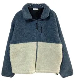 WEGO フリースジャケット 青とクリーム バイカラー　L