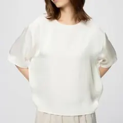 UNIQLO C サテンオーバーサイズショートブラウス五分袖