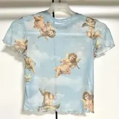 【匿名配送】【早い者勝ち‼︎】 Bershka 天使柄 半袖シースルーTシャツXSのサムネイル