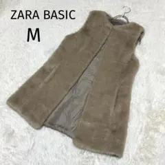 ザラベーシック M フェイクファー ベスト ジレ ベージュ ブラウン