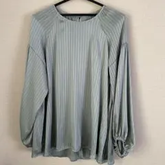 ストライプ バルーンスリーブ ブラウス