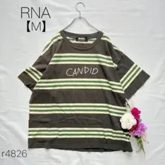 RNA アールエヌエー　ボーダーBIG Tシャツ ロゴ刺繍　緑系　【M】のサムネイル