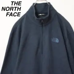 【ハーフジップ】ザノースフェイス フリースジャケット 刺繍ロゴ US規格 L 青
