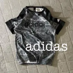 A1726・adidas・アディダス・Ｔシャツ・ダークグレーカモフラ・肩刺繍ロゴ