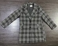 【blistorm】チェック柄 チェスターコート グレー M