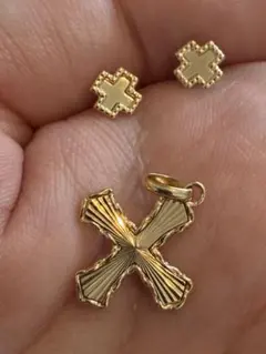 K18 クロスモチーフ　ペントップ&ピアス　セットのサムネイル