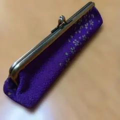 小物入れ メガネケース ペンケース がま口 桜 紫