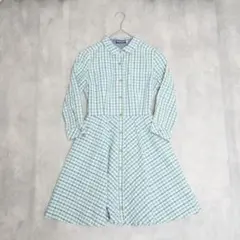 【美品】バーバリーブルーレーベル チェックワンピース ベルト付き 金ボタン