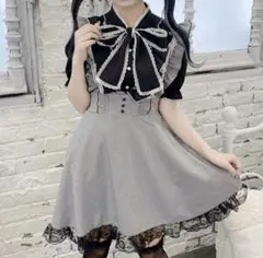 MARS サスペンダー付き 裾レースジャンスカ チェック ブラック