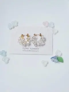 華奢フープピアス ステンレスピアス ファルファーレピアス クリア