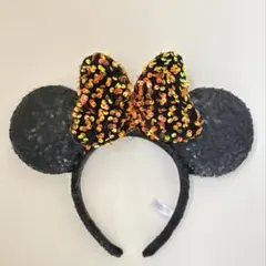 ディズニー カチューシャ スパンコール ブラック オレンジ