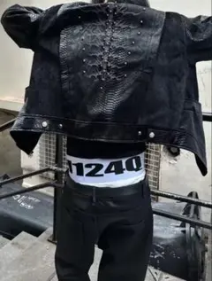 opium black leather jacket 蛇柄