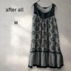 アフターオール＊ ノースリーブワンピース 【M】花柄 レース切替 グリーン系のサムネイル