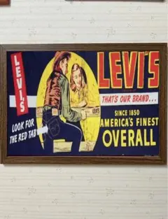 LEVI'S オーバーオール インテリアポスター壁掛けA4サイズ木製フレーム付き