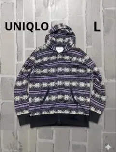 old UNIQLO ダブルジップパーカー Y2K L ノルディック柄 00s