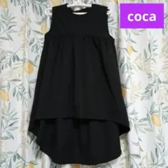 コカ　coca ノースリーブ ロングチュニック ペプラム風　ボリュームフリル　黒のサムネイル