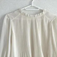 VIS シフォンプリーツスタンドブラウス